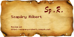 Szapáry Róbert névjegykártya